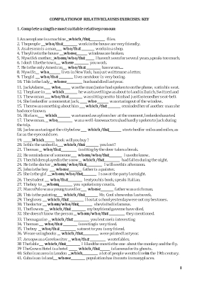 Compilation of relative clauses exercises